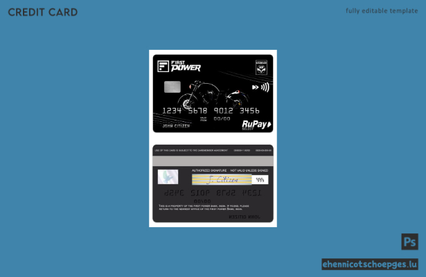 Beispielvorschau der IDFC First Power RuPay Kreditkarte in Indien